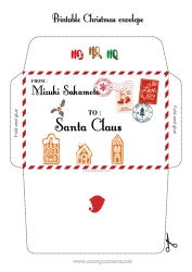 Pagina da colorare personalizzabile Elfo di Natale Natale Pan di Zenzero Lettere di elfi scherzosi Attività per Bambini Agrifoglio Busta Busta da stampare Viaggio dell'elfo di Natale Busta di Natale