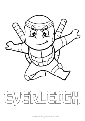 Colorear personalizable Tortuga Animales Reptiles Ninjas Dibujo animado