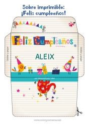Colorear personalizable Cumpleaños Sobre Mensaje de feliz cumpleaños (inglés) Sobre para imprimir
