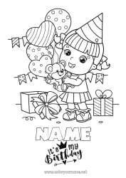 Coloriage personnalisable Bonbons Cadeaux Anniversaire Fille