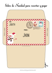 Coloriage personnalisable Noël Lettre au Père Noël Enveloppe Enveloppe à imprimer Voyage de lutin farceur Enveloppe de Noël Enveloppe pour courrier du lutin farceur de Noël