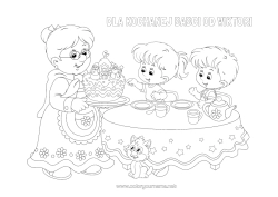 Colorear personalizable Tarta Abuela Feliz día de fiesta Niño