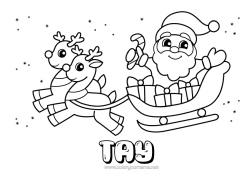 Colorear personalizable Regalos Papá Noel Reno Trineo Navidad Animales del bosque