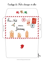 Coloriage personnalisable Lutins de Noël Noël Pain d'épices Lettres de lutins farceurs Activités enfants Houx Enveloppe Enveloppe à imprimer Voyage de lutin farceur Enveloppe de Noël