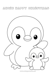 Coloriage personnalisable Pingouin, Manchot Animal Coloriages faciles Oiseaux et mammifères volants Famille d'animaux Bébé animal