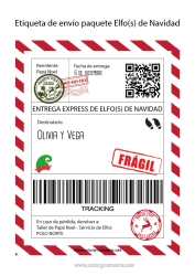 Coloriage personnalisable Lutins de Noël Lettres de lutins farceurs Lettre d'arrivée du lutin Étiquette d'expédition Lutin