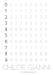 Colorear personalizable Número Une los puntos Trazo y color Seis Dos Tres Cuatro Uno Cinco Ficha de grafismo para educación infantil