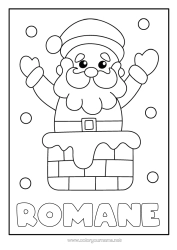 Coloriage personnalisable Neige Père Noël Cheminée Coloriages faciles
