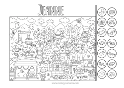 Coloriage personnalisable Lutins de Noël Activités enfants Leprechaun Cherche et trouve Forêt