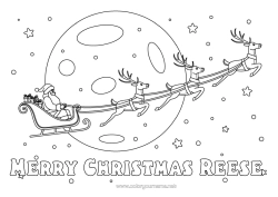 Colorear personalizable Papá Noel Reno Trineo Navidad Vehículos Luna Animales del bosque