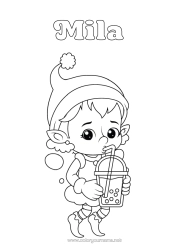 Colorear personalizable Elfos de navidad Dibujos de Elfos para colorear Bebidas Bubble tea
