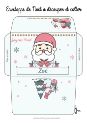 Colorear personalizable Papá Noel Trineo Navidad Sobre Sobre para imprimir Sobre de Navidad