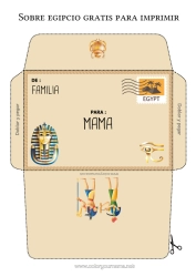 Pagina da colorare personalizzabile Busta Egitto Paesi Busta da stampare Viaggio dell'elfo di Natale Busta per la corrispondenza dell'elfo di Natale Faraone Storia