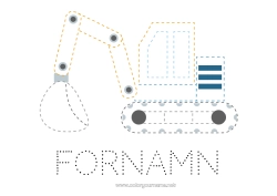 Pagina da colorare personalizzabile Veicoli Attività per Bambini Macchine da cantiere Disegni da colorare facili Traccia e colora Terzino Mestieri del cantiere