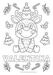 Coloriage personnalisable Sapin de Noël Renne Noël Sucre d'orge Animal Animaux de la forêt Cerf