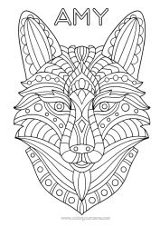 Customizable coloring page Wolf Calm and zen Mandala Animal Forest animals