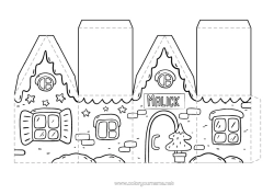 Colorear personalizable Actividades para niños Casa Abeto Recorte para niños Juguete de papel