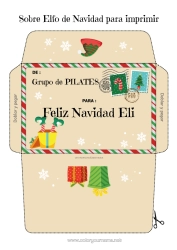 Colorear personalizable Elfos de navidad Navidad Cartas de elfos bromistas Carta a Papa Noel Sobre Sobre para imprimir Viaje del duende navideño Sobre de Navidad Sobre para el correo del duende de Navidad
