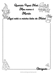 Colorear personalizable Carta a Papa Noel Actividades para niños Lista de regalos para Papá Noel