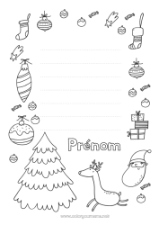Página de desenho personalizável Natal Carta ao Papai Noel Lista de presentes para o Papai Noel