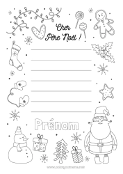 Página de desenho personalizável Natal Carta ao Papai Noel Lista de presentes para o Papai Noel