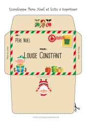 Pagina da colorare personalizzabile Babbo Natale Elfo di Natale Natale Busta Busta da stampare Viaggio dell'elfo di Natale Busta di Natale Busta per la corrispondenza dell'elfo di Natale