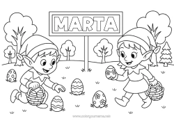 Colorear personalizable Elfos de navidad Dibujos de Elfos para colorear Huevos de Pascua Pascua de Resurrección