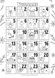 Coloriage personnalisable Noël Activités enfants Calendrier de l'avent Calendriers et plannificateurs