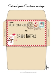 Coloriage personnalisable Noël Lettre au Père Noël Enveloppe Enveloppe à imprimer Voyage de lutin farceur Enveloppe de Noël Enveloppe pour courrier du lutin farceur de Noël
