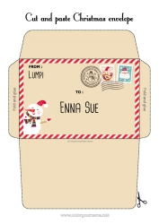 Coloriage personnalisable Noël Lettre au Père Noël Enveloppe Enveloppe à imprimer Voyage de lutin farceur Enveloppe de Noël Enveloppe pour courrier du lutin farceur de Noël