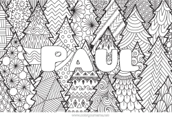 Colorear personalizable Calma y zen árbol de Navidad Mandala Navidad Nombre decorado Dibujos complejos para colorear Zentangle Fondo decorativo