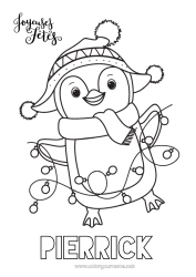 Colorear personalizable Lindo Invierno Navidad Pingüino Guirnalda de Navidad Aves y mamíferos voladores