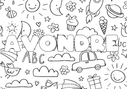 Pagina da colorare personalizzabile Nome decorato Scarabocchio Sfondo decorativo