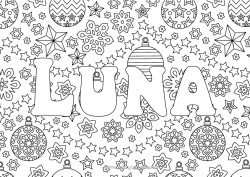 Anpassbare Malvorlage Weihnachten Weihnachtskugel Weihnachtsdekoration Schneeflocken Dekorierter Name Sterne Komplexe Ausmalbilder Dekorativer Hintergrund