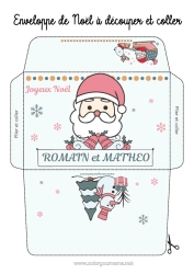Colorear personalizable Papá Noel Trineo Navidad Sobre Sobre para imprimir Sobre de Navidad
