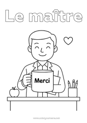 Página de desenho personalizável Caneca Professora/Professor Bebida Obrigado Profissões de educação Sala de aula