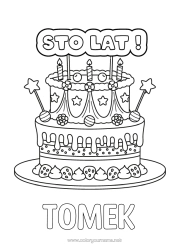 Página de desenho personalizável Vela Bolo Aniversário Feliz aniversário (francês) Mensagem