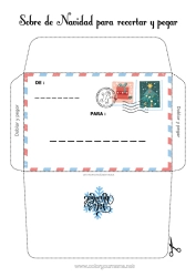 Aanpasbare kleurplaat Winter Kerstmis Brief aan de Kerstman Sneeuwvlokken Envelop Afdrukbare enveloppen Kerstelfreis Kerstenvelop Enveloppe voor de kerstelf post