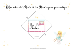 Coloriage personnalisable Dent de lait Fée des dents Animal Courrier de la Fée des dents Enveloppe Enveloppe à imprimer