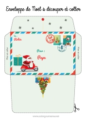 Página de desenho personalizável Pai Natal Natal Envelope Árvore de Natal Envelope para imprimir Envelope de Natal
