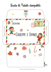 Página de desenho personalizável Elfo de Natal Natal Cartas de duendes travessos Envelope Envelope para imprimir Envelope de Natal