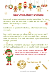 Página de desenho personalizável Elfo de Natal Natal Cartas de duendes travessos Carta de Chegada do Duende Um único duende travesso