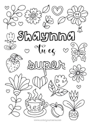 Página de desenho personalizável Flores Papai Mamãe Vovó Vovô