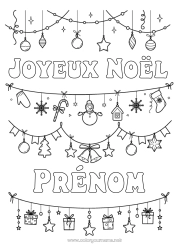 Página de desenho personalizável Boneco de neve Natal Decorações de Natal Guirlanda de Natal Mensagem de