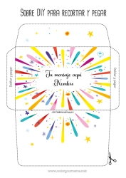 Colorear personalizable Cumpleaños Fiesta Fuegos artificiales Sobre Sobre para imprimir