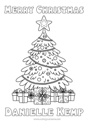 Coloriage personnalisable Cadeaux Noël Sapin