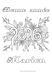 Colorear personalizable Flores Feliz año Mensaje