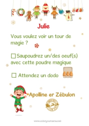 Página de desenho personalizável Elfo de Natal Missão do Elfo de Natal Cartas de duendes travessos Ideias Travessas para Duendes de Natal Truque de mágica