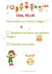 Página de desenho personalizável Elfo de Natal Missão do Elfo de Natal Cartas de duendes travessos Ideias Travessas para Duendes de Natal Truque de mágica