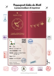 Página de desenho personalizável Elfo de Natal Polo Norte Viagem do Elfo de Natal Passaporte do duende Documentos de Identidade do Duende Travesso